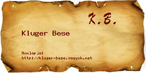 Kluger Bese névjegykártya